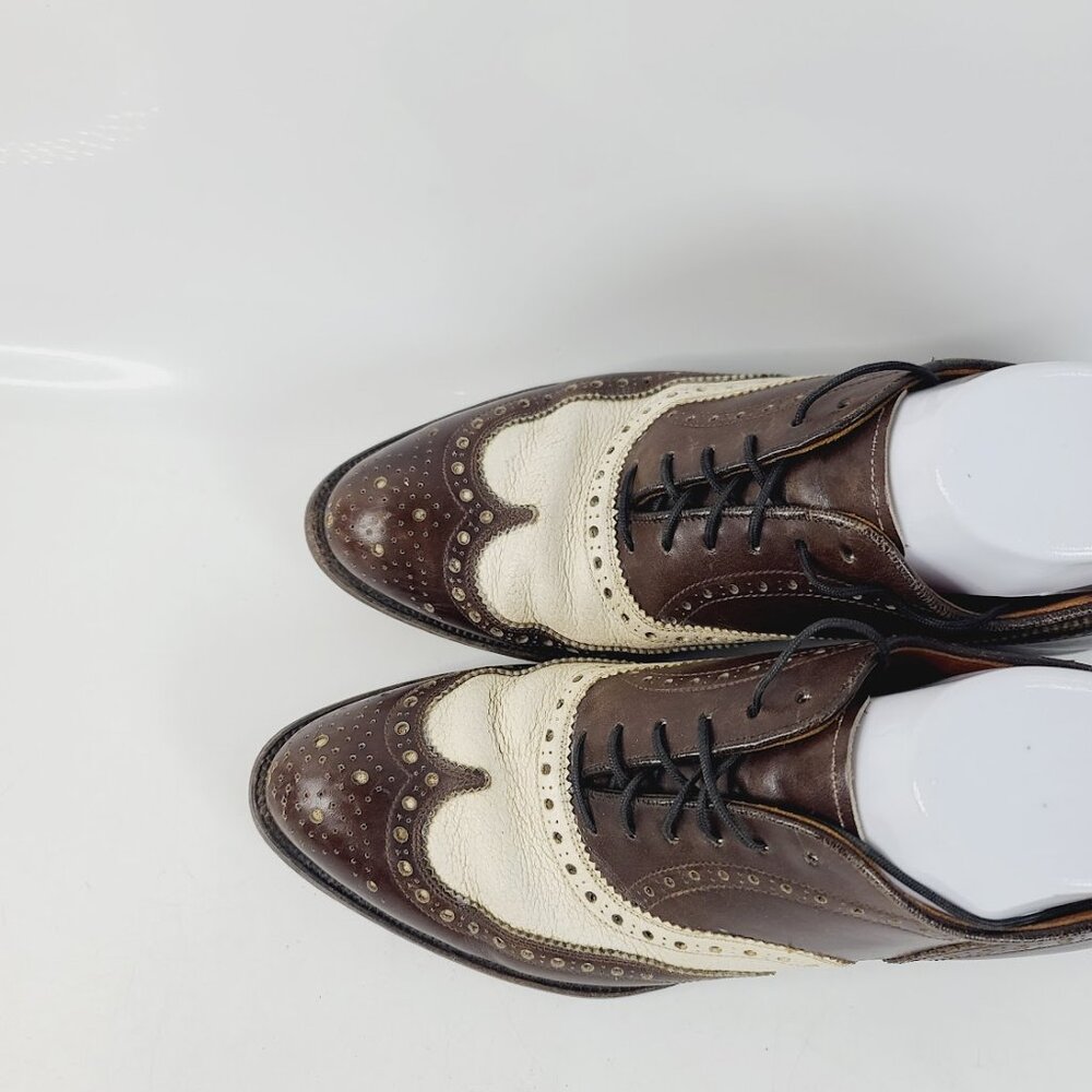 Allen Edmonds Men's Brown White Broadstreet Spectator Wingtip Oxford Shoes Sz 7 - Picture 3 of 6